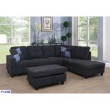 Gray/Black Sectional - Latitude Run® Eirene 103.5" Wide Sofa & Chaise w/ Ottoman Linen/Upholstery, Wood in Gray/Black | Wayfair