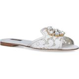 Lace-embellished Bianca Sandals - White - Dolce & Gabbana Flats