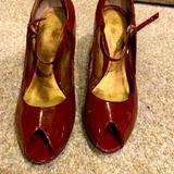 Nine West Shoes | Nine West Size 9 Mary Jane Peep Toe | Color: Red | Size: 9