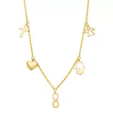 "10k Gold Polished Multi Charm Drop Necklace, Women's, Size: 17"""
