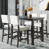 Red Barrel Studio® Deogilde 5 - Piece Counter Height Dining Table Set Wood/Metal in Black/Brown, Size 36.3 H in | Wayfair