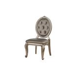 Rosdorf Park Pompey Tufted King Louis Back Side Chair in Antique Silver Faux Leather/Wood/Upholstered in Brown/Gray | Wayfair