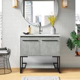 Mercury Row® Phillippi 36" Single Bathroom Vanity Set Wood/Quartz Top in Brown, Size 33.5 H x 36.0 W x 18.0 D in | Wayfair