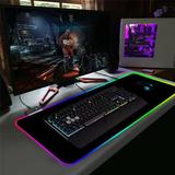 LINKPAL RGB LED Extra Large Soft Gaming Mouse Pad Oversized Glowing World Map 31.5X12", Map Faux Leather in Black, Size 13.0 H x 31.5 W x 11.8 D in