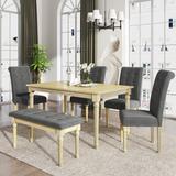 Ophelia & Co. Chane 6 - Piece Dining Set Wood/Upholstered Chairs in Brown/Gray, Size 29.6 H in | Wayfair 1AF4A6865A30416FA311F029A45344B0