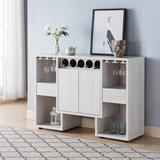Wade Logan® Bartolomeo Bar w/ Wine Storage Wood in Brown/White, Size 33.0 H x 15.0 D in | Wayfair ABFDCAF3B1B74790A47B8E52977AD992