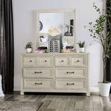 Gracie Oaks Asensio 6 Drawer Double Dresser w/ Mirror Wood in White, Size 58.0 H x 73.0 W x 17.0 D in | Wayfair B45212693884443185ADB33AA21C665F