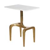 Everly Quinn 24" Metal Accent Table - Contemporary White & Gold Marble & Aluminum 4-Legged Side Table Metal in White/Yellow | Wayfair