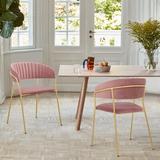 Etta Avenue™ Kamryn Metal Arm Chair Upholstered/Velvet/Metal in Pink/Yellow, Size 29.53 H x 22.44 W x 20.47 D in | Wayfair