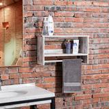 Foundry Select Eppler 21.85" W x 12" H x 6.98" D Solid Wood Wall Mounted Bathroom Shelves Solid Wood in Brown/Green/White | Wayfair