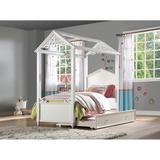 Harper Orchard Rapunzel Full Canopy Bed w/ Trundle Wood in Brown/White, Size 75.0 W x 82.0 D in | Wayfair CFB3FB7E2F9E4D86BE4CE8CF0DE1261F