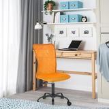 The Twillery Co.® Jadon Mesh Drafting Chair Wood/Upholstered/Mesh in Orange, Size 35.6 H x 16.7 W x 27.7 D in | Wayfair