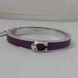 Coach Jewelry | Coach Signature Leather Hinged Bangle Purplesil | Color: Purple/Silver | Size: Os