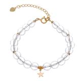 Gold-plated quartz charm bracelet, 'Crystal Night'