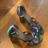 Anthropologie Shoes | Anthropologie Olive Green And Snake Skin Pumps | Color: Gold/Green | Size: 8