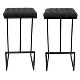 LeisureMod Quincy Leather Bar Stools With Metal Frame ( Set of 2 ) - LeisureMod QS29BL2