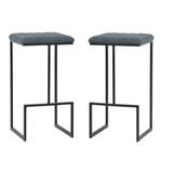 LeisureMod Quincy Leather Bar Stools With Metal Frame ( Set of 2 ) - LeisureMod QS29BU2