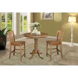 August Grove® Pucci 3 - Piece Counter Height Rubberwood Solid Wood Dining Set Wood in Brown, Size 35.1 H in | Wayfair