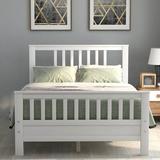 Three Posts™ Teen Esteban Wood Platform Bed w/ Headboard Metal in White/Brown, Size 42.0 H x 54.0 W x 76.0 D in | Wayfair
