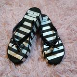 Kate Spade Shoes | Kate Spade Striped Platform Wedge Heel Flip Flops | Color: Black/White | Size: 7