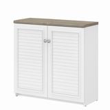 Bush Furniture Fairview Small Storage Cabinet with Doors and Shelves in Pure White and Shiplap Gray - Bush Furniture WC53696-03