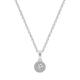 J'admire Platinum Plated Sterling Silver 1/2 Ct. T.w. Round Cubic Zirconia Halo Pendant Necklace, 16 In