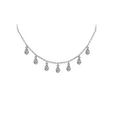 J'admire Silver Rhodium Plated Sterling Silver 1.75 ct. t.w. Pear Cut 5 mm x 3 mm Cubic Zirconia Station Necklace, 16 in + 2 in Extende