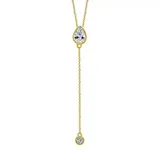 J'admire Yellow Gold Plated Sterling Silver 7/8 Ct. T.w. Pear & Round Cut Cubic Zirconia Y Shape Necklace, 16 In + 2 In Extender
