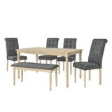 Ophelia & Co. Edelina 6 - Piece Dining Set Wood/Upholstered Chairs in Brown/Gray, Size 29.6 H in | Wayfair 6A4791C8679D4799B91692EA907F425F