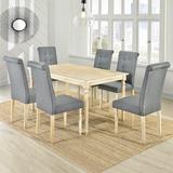 Ophelia & Co. Edeline 7 - Piece Dining Set Wood/Upholstered Chairs in Brown/Gray, Size 29.6 H in | Wayfair BA7ECCEA9C734A9985498582C7CD9352