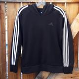 Adidas Tops | Adidas Cotton Hoodie Black W White Stripes Medium | Color: Black/White | Size: M