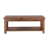 Loon Peak® Clermont Solid Wood Floor Shelf Coffee Table w/ Storage Wood in Brown, Size 18.0 H x 48.0 W x 24.0 D in | Wayfair