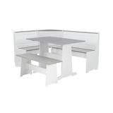 Linon Home Decor Ardmore 3 Piece White and Grey Breakfast Nook Dining Set