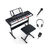 Costway 61-Key Electronic Keyboard Piano with Lighted Keys and Bench