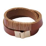 Rio Rustic,'Brazilian Leather Wrap Bracelet in Saddle Brown'