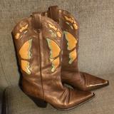 Nine West Shoes | Brown Leather Nine West Butterfly Boots Size 10 | Color: Brown/Green | Size: 10
