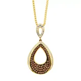 "Champagne Brilliance 18k Gold Over Silver Teardrop Pendant, Women's, Size: 18"", Brown"