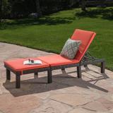 Latitude Run® Gailya Reclining Chaise Lounge w/ Cushion Wicker/Rattan in Orange, Size 12.0 H x 25.5 W x 76.0 D in | Wayfair