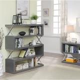 Brayden Studio® Telma 54.38" H x 47" W Geometric Bookcase Wood in Gray, Size 54.38 H x 47.0 W x 15.5 D in | Wayfair