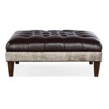 Bradington-Young XL Fair-N-Square 42.5" Wide Genuine Leather Tufted Square Cocktail Ottoman in Gray | Wayfair 807-SQ-922900-84-TA-ST-#9PN