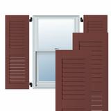 Ekena Millwork Exterior Open Louvered Shutters Metal in Red/Brown, Size 32.0 H x 18.0 W x 1.0 D in | Wayfair RWL18X032CRM