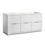 Fresca Valencia 60" Free-Standing Single Sink Bathroom Vanity Base Only Plastic in White, Size 34.0 H x 60.0 W x 19.0 D in | Wayfair FCB8460WH