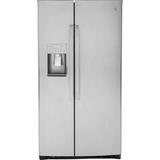 GE Profile™ 35.75" Counter Depth Side by Side 21.9 cu. ft. Refrigerator w/ Fingerprint Resistant Finish in Black/Gray/White | Wayfair PZS22MYKFS