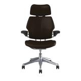 Humanscale Freedom Headrest Task Chair Genuine Leather Aluminum/Upholstered in Black/Brown, Size 42.0 H x 26.75 W x 25.0 D in | Wayfair F211ATL21A