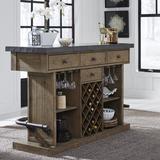 Laurel Foundry Modern Farmhouse® Bastogne Stribling Bar Set w/ Wine Storage Wood/Metal in Gray, Size 42.0 H x 22.0 D in | Wayfair