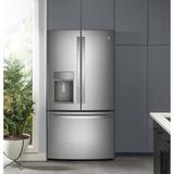 GE Profile™ 36" Energy Star® French Door 22.1 cu. ft. Refrigerator w/ Hands-free Autofill, Stainless Steel in Black | Wayfair PYE22KYNFS