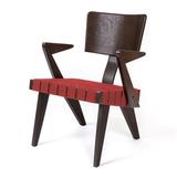 Gus* Modern Spanner Lounge Chair Wood/Cotton in Red/Brown, Size 29.5 H x 21.5 W x 24.0 D in | Wayfair ECCHSPNR-red-db