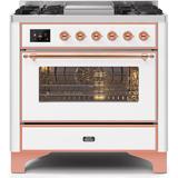ILVE Majestic II Series 36" 3.5 cu ft. Freestanding Dual Fuel Range in White/Brown, Size 34.25 H x 35.83 W x 26.38 D in | Wayfair UM09FDNS3WHP