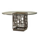 Tommy Bahama Home Ocean Club Dining Table Glass/Metal in Brown, Size 30.0 H x 54.0 W x 54.0 D in | Wayfair 01-0536-875-54C
