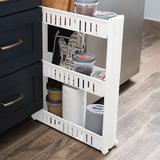 Simplify 3 Tier Slim Slide Out Storage Cart Plastic in White, Size 28.35 H x 4.92 W x 20.0 D in | Wayfair 22983-WHITE